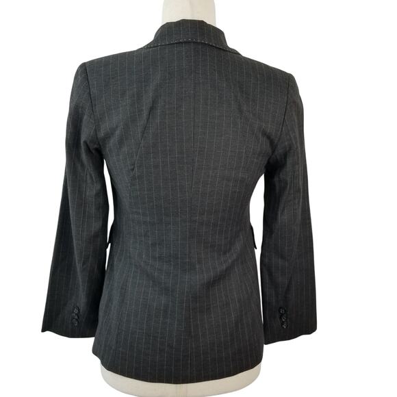 Banana Republic Gray White Pin Stripe Jacket Italy Made Wool Blend Lined Size S - Picture 3 of 5